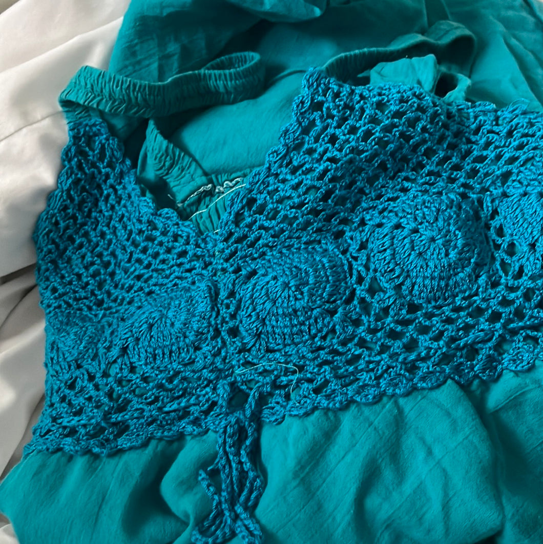 Apr307 blue crochet dress