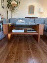 Load image into Gallery viewer, Heavy Smoked Glass Teak Coffee Table
