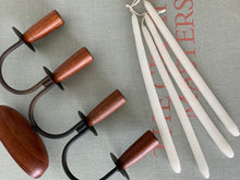 Load image into Gallery viewer, Vintage Danish Teak Candelabra and 4 Tapers
